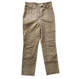 Vintage Y2K Womens Snakeskin Genuine Leather Pants Size 14 Rocker Editorial Glam